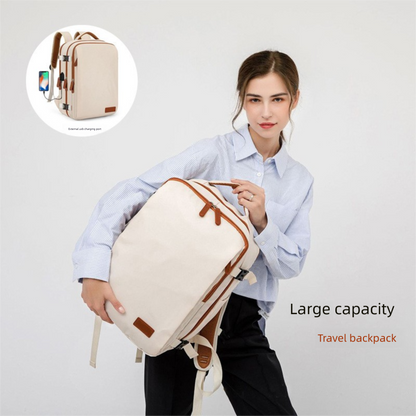 Pink Large Capacity Backpack with USB Charging Port and Waterproof Fabric for Travel Work and Daily Use V888-ELOSUNG43812