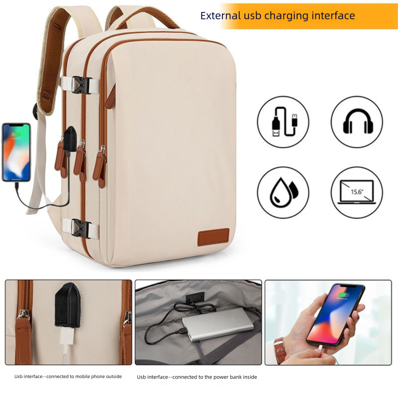 Blue Large Capacity Backpack with USB Charging Port and Waterproof Fabric for Travel Work and Daily Use V888-ELOSUNG43815
