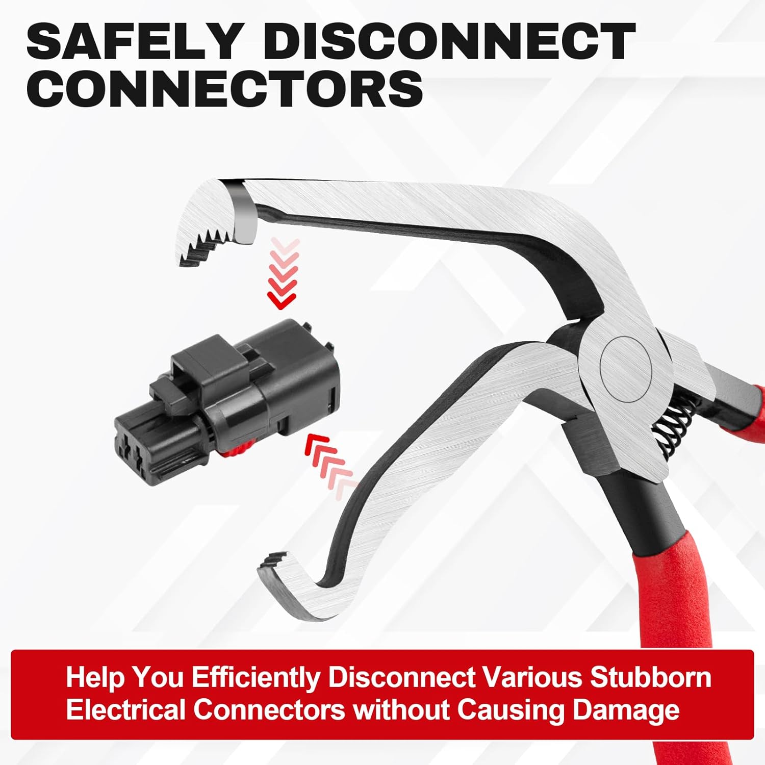 Red 3 Piece Automotive Wire Connector Removal Tool Set with Straight Bent and Dual End Pliers for Electrical V888-ELOSUNG43825