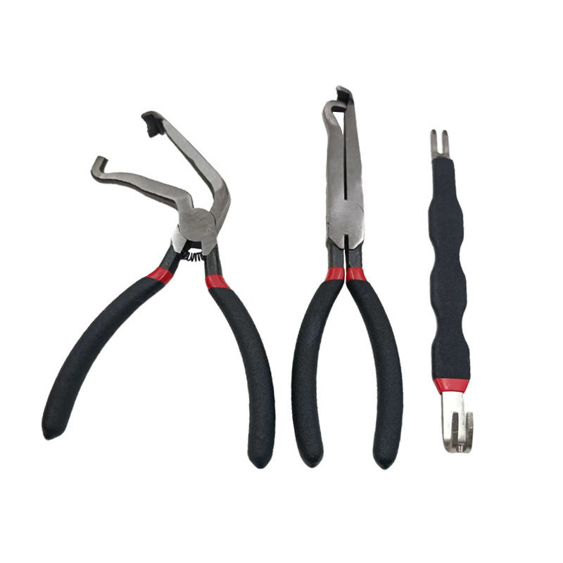 Black 3 Piece Automotive Wire Connector Removal Tool Set with Straight Bent and Dual End Pliers for V888-ELOSUNG43826