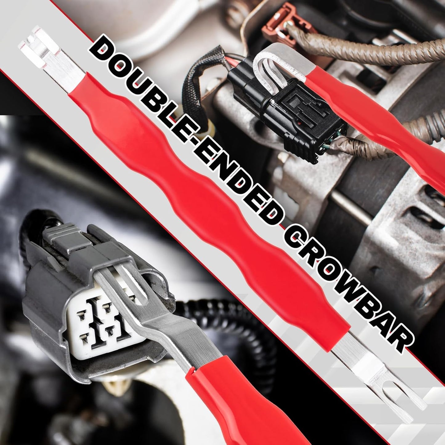 Black 3 Piece Automotive Wire Connector Removal Tool Set with Straight Bent and Dual End Pliers for V888-ELOSUNG43826