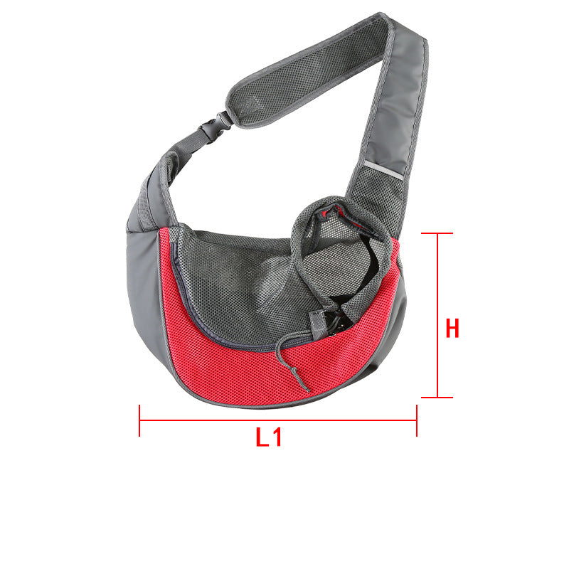 Red Portable Pet Sling Backpack for Small Dogs and Cats - Size S with Breathable Mesh Design V888-ELOSUNG43829