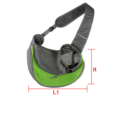Green Portable Pet Sling Backpack for Small Dogs and Cats - Size S with Breathable Mesh Design V888-ELOSUNG43834