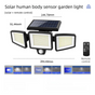Solar Powered Motion Sensor Outdoor Light with Remote Control for Garden Garage and Front Door V888-ELOSUNG43836