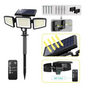 Solar Powered Motion Sensor Outdoor Light with Remote Control and ground plug for Garden Garage and Front V888-ELOSUNG43837