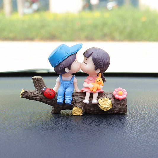 Tree Branch Blue and Pink Couple Cute Couple Car Ornament for Dashboard - Romantic Interior Decoration for V888-ELOSUNG43843