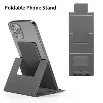 2-PCS Grey Portable Foldable Phone Stand with Card Holder - Compact Desktop Mobile Phone Holder for Home, V888-ELOSUNG43882