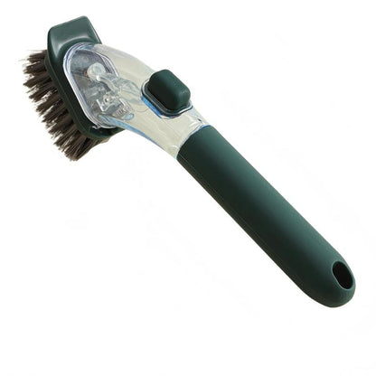 Dark green Long-Handled Liquid Dispensing Pot Scrubber - Multi-Use Kitchen Cleaning Brush with Built-In V888-ELOSUNG43889