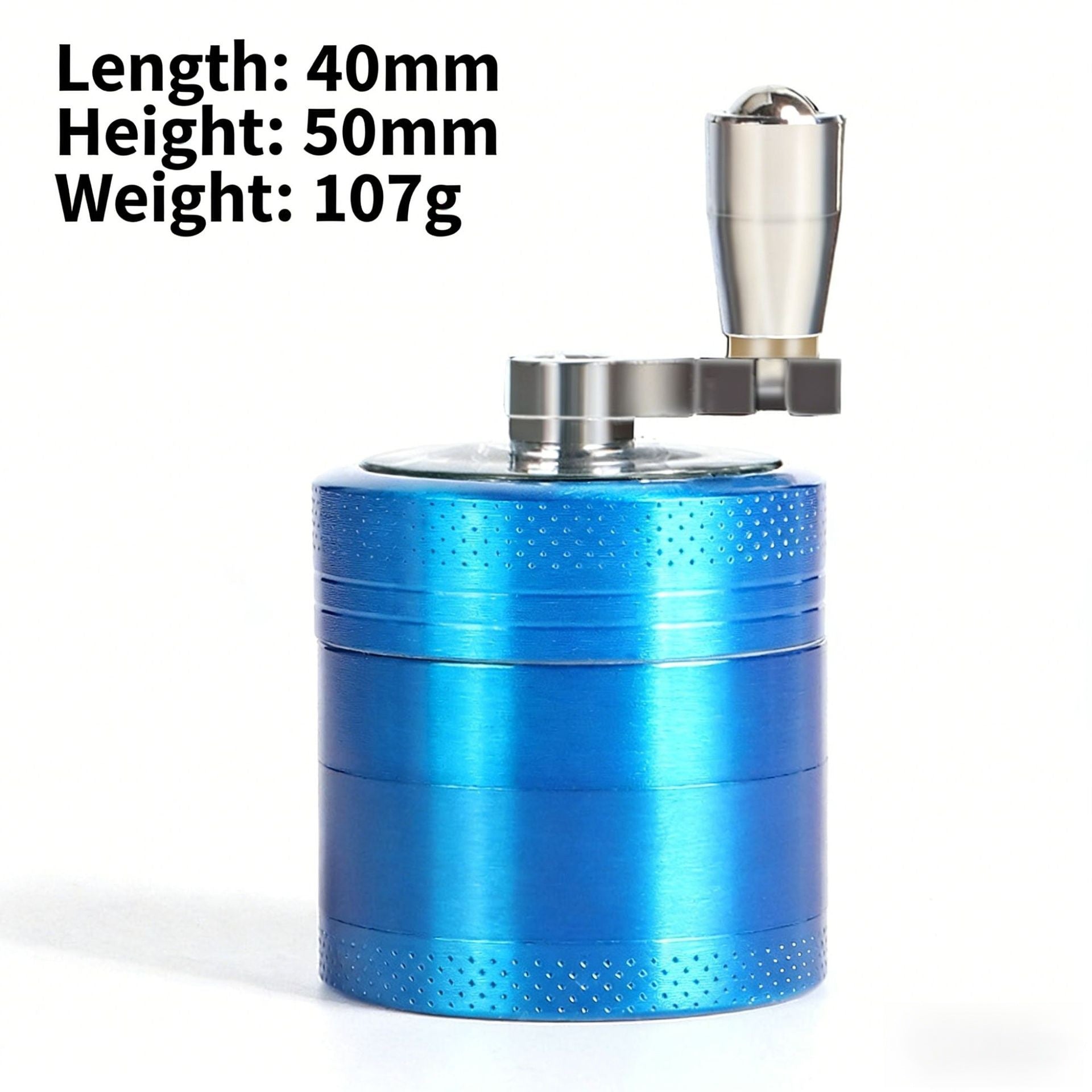 Blue 40mm Zinc Alloy 4-Layer Hand-Crank Grinder - Compact Metal Spice & Herb Crusher with Stainless Steel V888-ELOSUNG43906