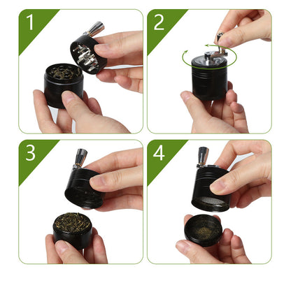 Blue 40mm Zinc Alloy 4-Layer Hand-Crank Grinder - Compact Metal Spice & Herb Crusher with Stainless Steel V888-ELOSUNG43906