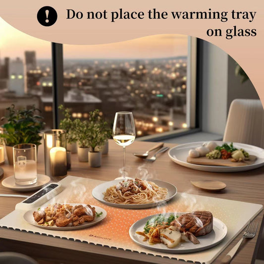Blue 24-Inch Electric Warming Tray with 3-Temperature Settings - Graphene Heating Mat for Keeping Food Warm, V888-ELOSUNG43934