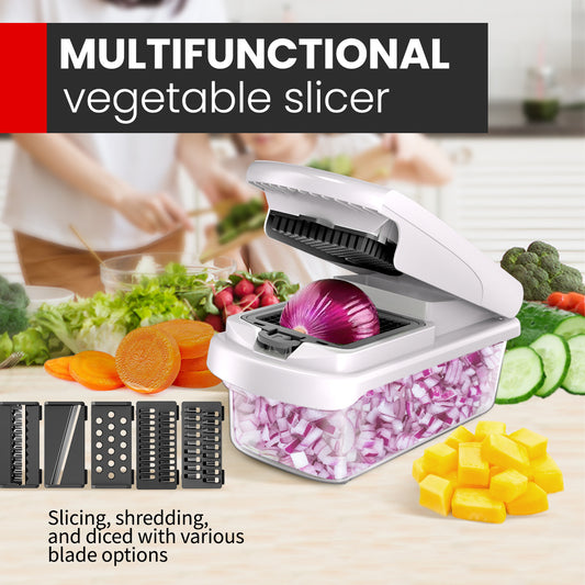 Black Multifunctional Vegetable Slicer - Manual Kitchen Cutter with Adjustable Blades for Slicing, Dicing, V888-ELOSUNG43950