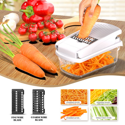 Black Multifunctional Vegetable Slicer - Manual Kitchen Cutter with Adjustable Blades for Slicing, Dicing, V888-ELOSUNG43950