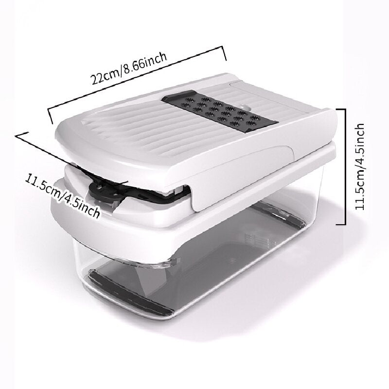 Green Multifunctional Vegetable Slicer - Manual Kitchen Cutter with Adjustable Blades for Slicing, Dicing, V888-ELOSUNG43952