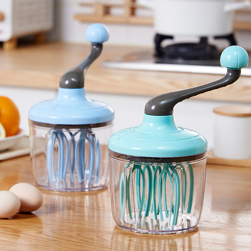 Blue Manual Hand-Crank Egg Beater - Semi-Automatic Whisk for Whipping Cream, Egg Whites, and Baking Mixes V888-ELOSUNG43953