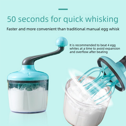 Blue Manual Hand-Crank Egg Beater - Semi-Automatic Whisk for Whipping Cream, Egg Whites, and Baking Mixes V888-ELOSUNG43953