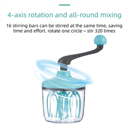 Green Manual Hand-Crank Egg Beater - Semi-Automatic Whisk for Whipping Cream, Egg Whites, and Baking Mixes V888-ELOSUNG43954