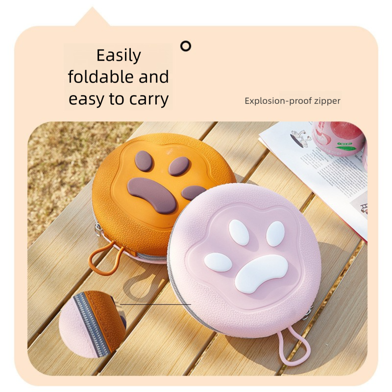 Yellow Portable Foldable Dual Bowl for Pets - Silicone Feeding and Water Dish with Compact Storage Design V888-ELOSUNG43972