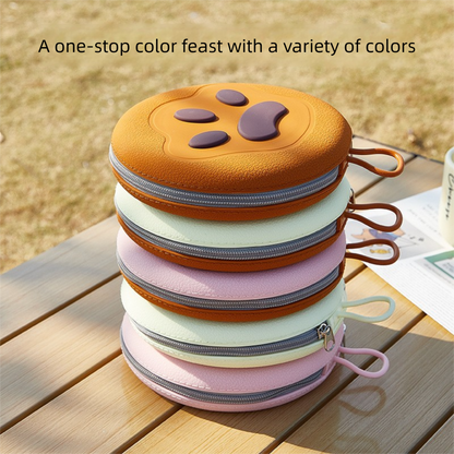 Brown Portable Foldable Dual Bowl for Pets - Silicone Feeding and Water Dish with Compact Storage Design V888-ELOSUNG43974
