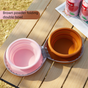 Brown and pink Portable Foldable Dual Bowl for Pets - Silicone Feeding and Water Dish with Compact Storage V888-ELOSUNG43975