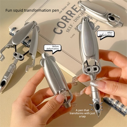 5-Pcs Transformable Squid-Style Pen - Compact Mechanical Writing Tool with Hinged Design and 0.5mm Ballpoint V888-ELOSUNG43977