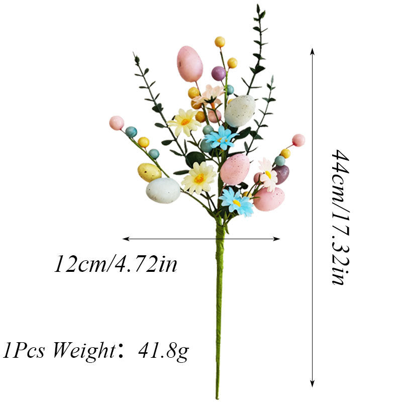 2-Piece Daisy eucalyptus leaves Easter Artificial Floral Arrangement with Decorative Egg Accents - V888-ELOSUNG43995