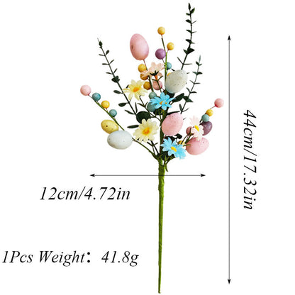 2-Piece Daisy eucalyptus leaves Easter Artificial Floral Arrangement with Decorative Egg Accents - V888-ELOSUNG43995