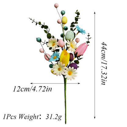 2-Piece Tulip Easter Artificial Floral Arrangement with Decorative Egg Accents - Ready-to-Display Spring V888-ELOSUNG43996