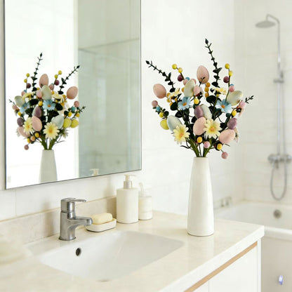 2-Piece Tulip Easter Artificial Floral Arrangement with Decorative Egg Accents - Ready-to-Display Spring V888-ELOSUNG43996