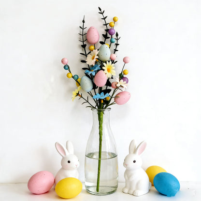2-Piece Tulip Easter Artificial Floral Arrangement with Decorative Egg Accents - Ready-to-Display Spring V888-ELOSUNG43996