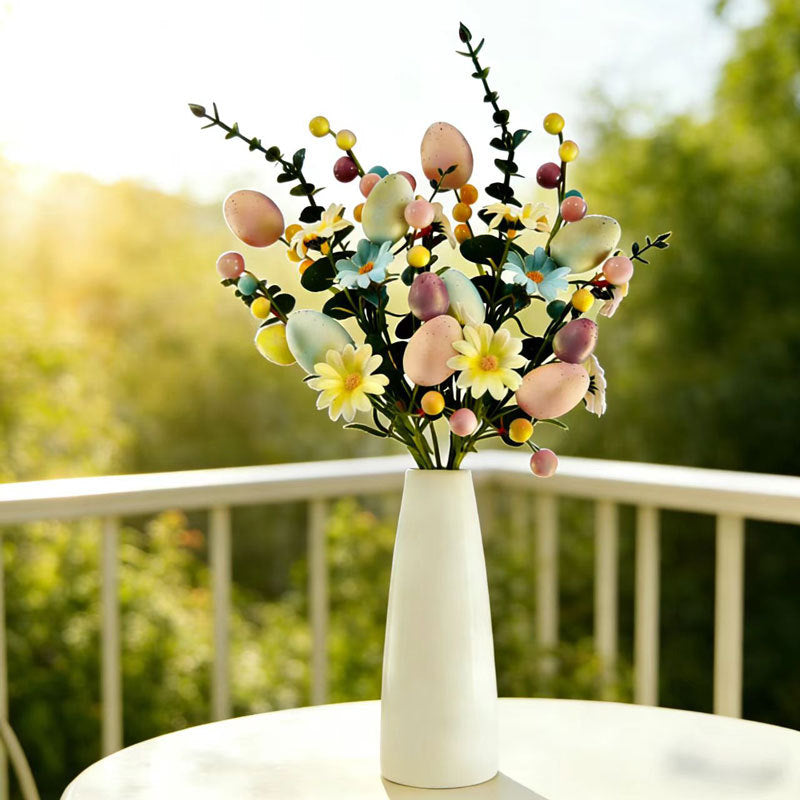 2-Piece Tulip Easter Artificial Floral Arrangement with Decorative Egg Accents - Ready-to-Display Spring V888-ELOSUNG43996