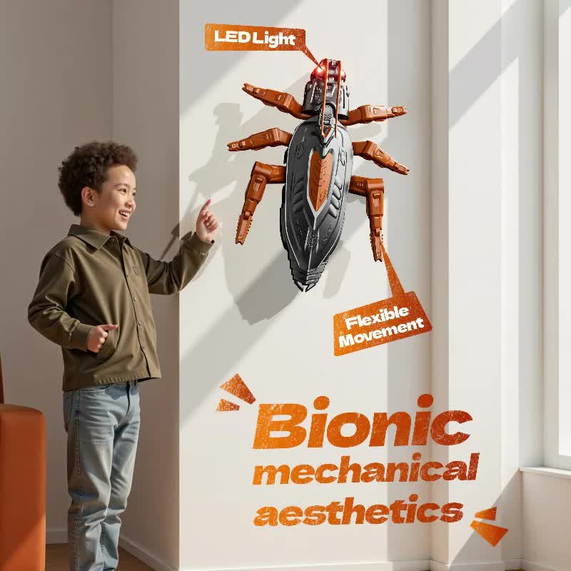 RC Wall Climbing Cockroach Toy Realistic Anti-Gravity Remote Control Bug 360 Stunt Rotation Rechargeable V888-ELOSUNG44002
