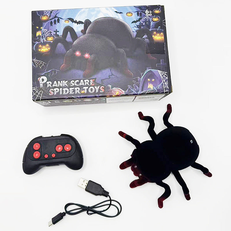 RC Wall Climbing Spider Toy Realistic Fuzzy Tarantula Anti-Gravity Remote Control Prank Bug with LED Eyes V888-ELOSUNG44003