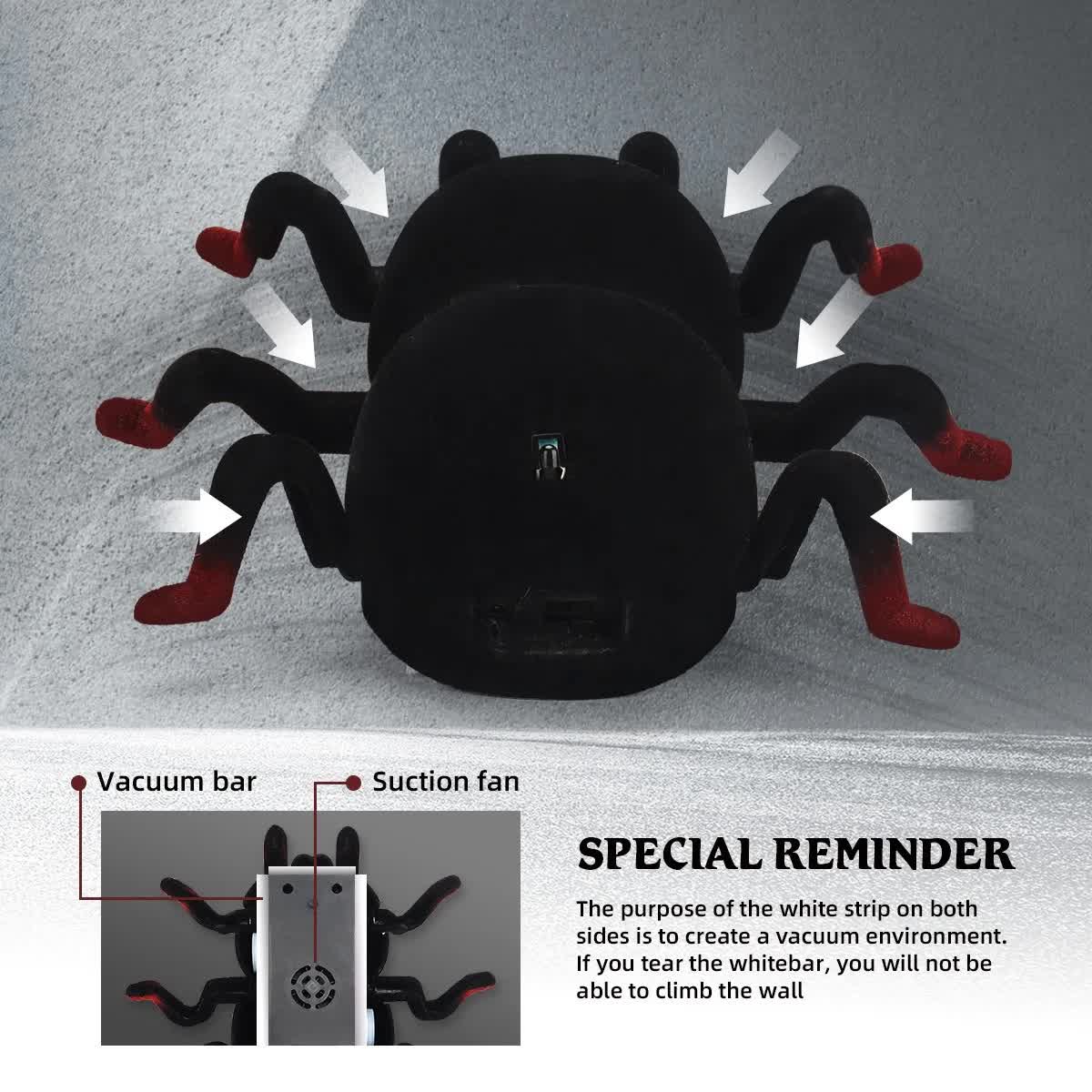 RC Wall Climbing Spider Toy Realistic Fuzzy Tarantula Anti-Gravity Remote Control Prank Bug with LED Eyes V888-ELOSUNG44003