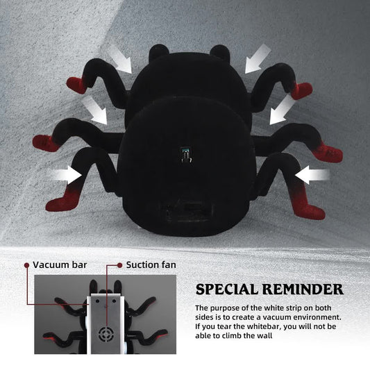 RC Wall Climbing Spider Toy Realistic Fuzzy Tarantula Anti-Gravity Remote Control Prank Bug with LED Eyes V888-ELOSUNG44003