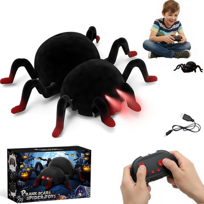 RC Wall Climbing Spider Toy Realistic Fuzzy Tarantula Anti-Gravity Remote Control Prank Bug with LED Eyes V888-ELOSUNG44003