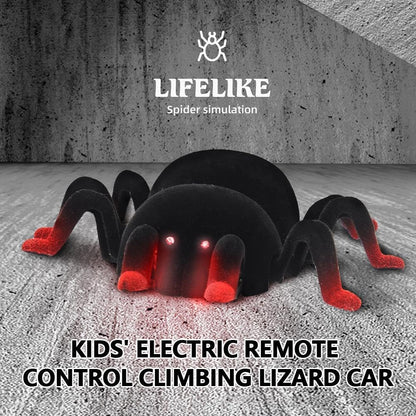 RC Wall Climbing Spider Toy Realistic Fuzzy Tarantula Anti-Gravity Remote Control Prank Bug with LED Eyes V888-ELOSUNG44003