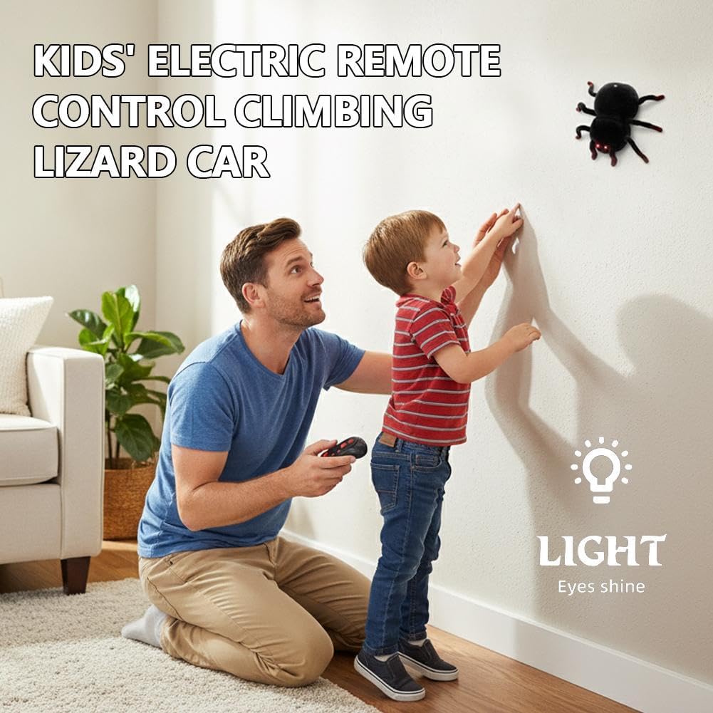 RC Wall Climbing Spider Toy Realistic Fuzzy Tarantula Anti-Gravity Remote Control Prank Bug with LED Eyes V888-ELOSUNG44003