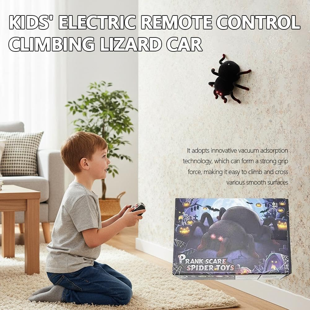 RC Wall Climbing Spider Toy Realistic Fuzzy Tarantula Anti-Gravity Remote Control Prank Bug with LED Eyes V888-ELOSUNG44003