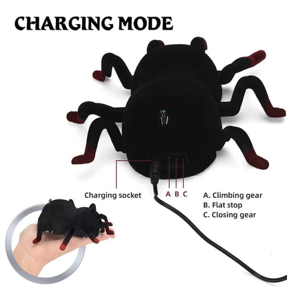RC Wall Climbing Spider Toy Realistic Fuzzy Tarantula Anti-Gravity Remote Control Prank Bug with LED Eyes V888-ELOSUNG44003