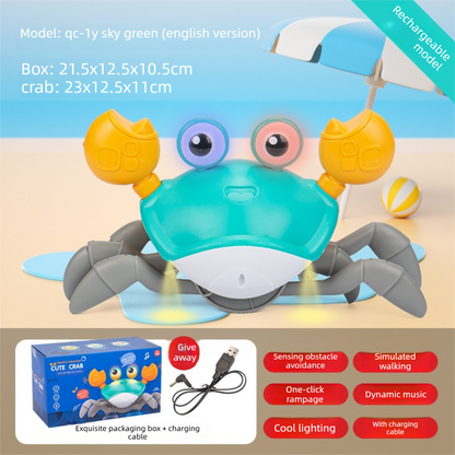 Electric Induction Crawling Crab Baby Toy Interactive Obstacle Avoidance Moving Pet with Music & Light USB V888-ELOSUNG44004