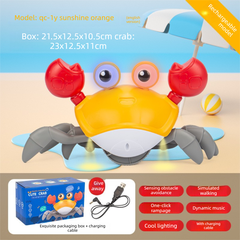 Electric Induction Crawling Crab Baby Toy Interactive Obstacle Avoidance Moving Pet with Music & Light USB V888-ELOSUNG44005