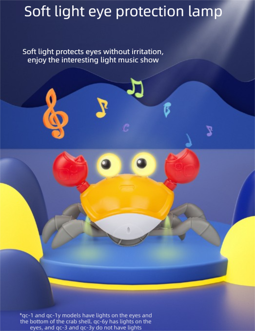 Upgraded Induction Crawling Crab Baby Toy with Silent Mode & Speed Control USB-C Rechargeable Obstacle V888-ELOSUNG44007