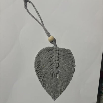 4 PCS Macrame Leaf Wall Hanging Set Handmade Cotton Boho Feather Ornaments Green & Beige for Nursery Home V888-ELOSUNG44010