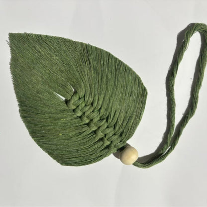 4 PCS Macrame Leaf Wall Hanging Set Handmade Cotton Boho Feather Ornaments Green & Beige for Nursery Home V888-ELOSUNG44010