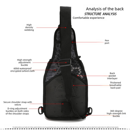 Tactical Sling Bag ACU Camo 600D Waterproof Crossbody Backpack MOLLE EDC Shoulder Pack for Hiking Camping V888-ELOSUNG44039