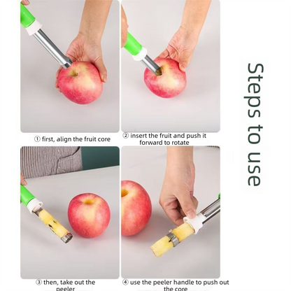 2-in-1 Apple Corer & Peeler Stainless Steel Fruit Prep Tool Kitchen Gadget Green V888-ELOSUNG44053