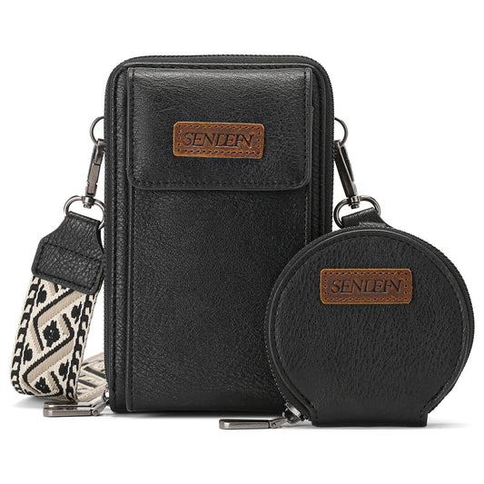 Women's Crossbody Phone Bag with Coin Pouch PU Leather Shoulder Purse Adjustable Wide Strap for Travel & V888-ELOSUNG44057