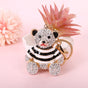 Black Stripe Crystal Bear Keychain Sparkly Rhinestone Bag Charm Cute Alloy Keyring Gift V888-ELOSUNG44058