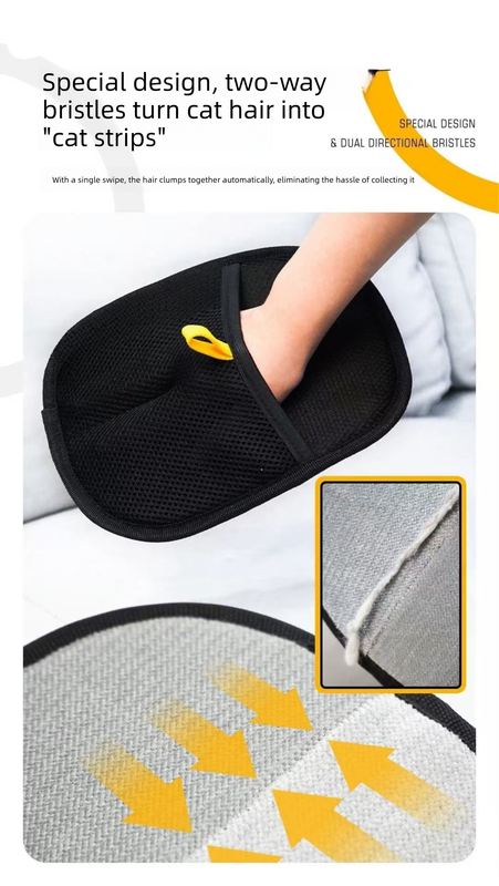 2 PCS Pet Hair Remover Mitt Reusable Static Lint Brush Glove for Cat & Dog Fur Cleaning Furniture Clothes & V888-ELOSUNG44073